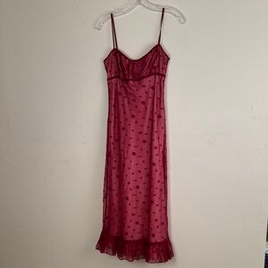 BCBGMaxAzria Burgundy Sheer Fitted Dress